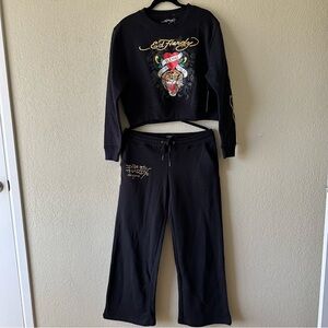 Ed Hardy Retro SET Tiger insulated suit pants and sweatshirt size L